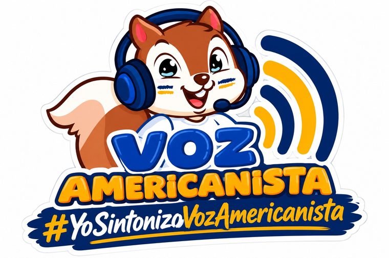 Ardilla locutora de Voz Americanista con el hashtag #YoSintonizoVozAmericanista